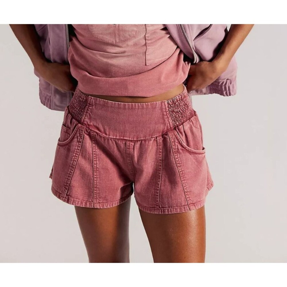 Free People We The Free Luna Pull-On Shorts Low-Rise Smocked Cotton XS 291103